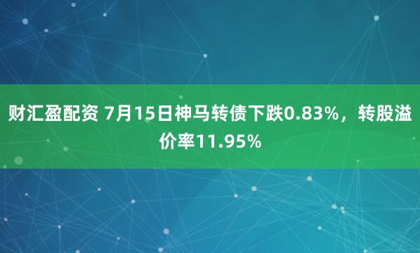 财汇盈配资 7月15日神马转债下跌0.83%，转股溢价率11.95%