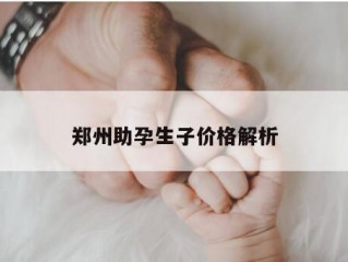 郑州助孕生子价格解析